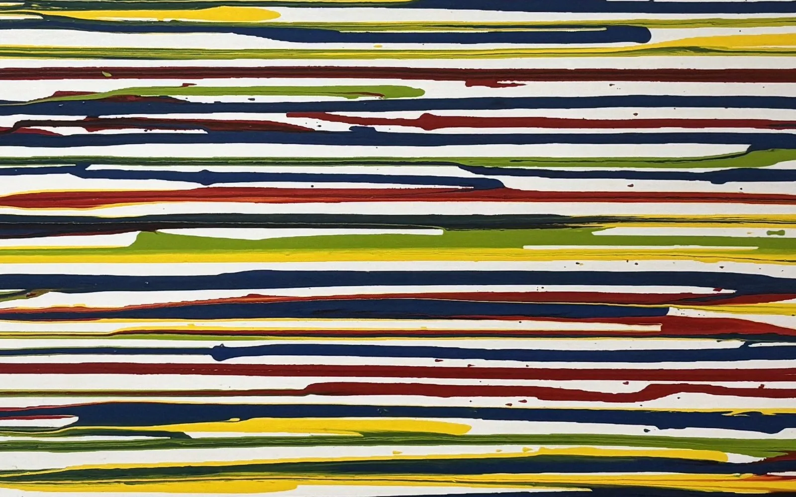 Dettaglio di Il senso dell'equilibrio: colature orizzontali rosse, blu, gialle e verdi
