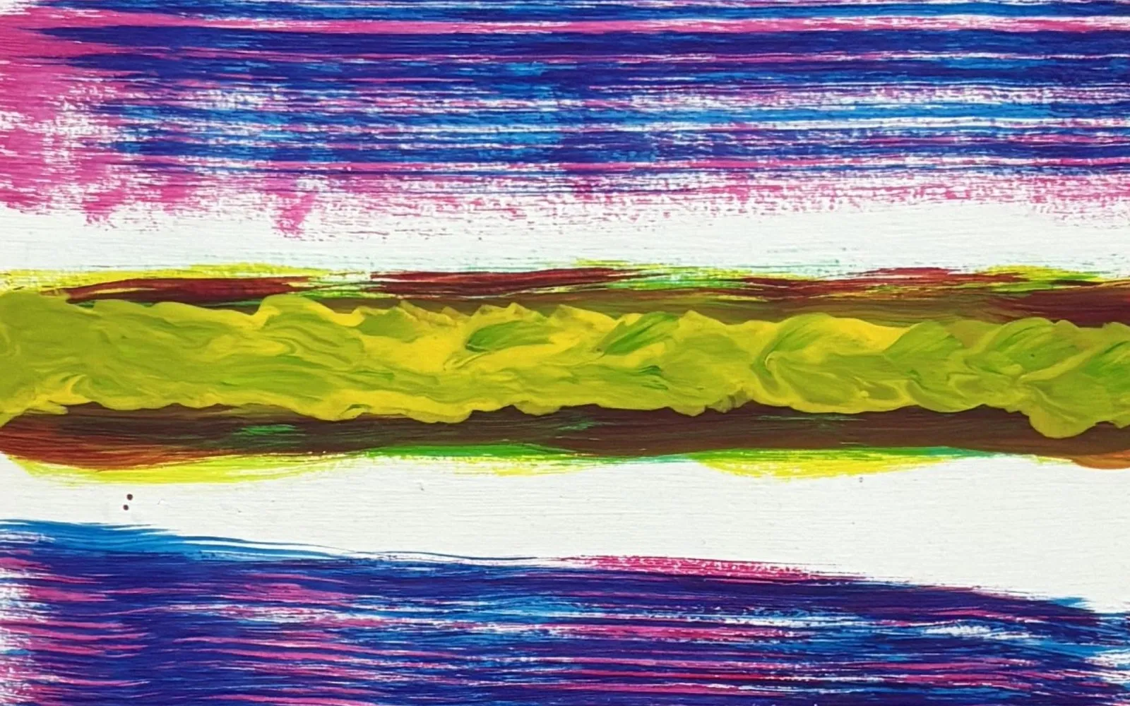 Dettaglio di Correnti: bande di blu, viola e magenta graffiate su fondo bianco